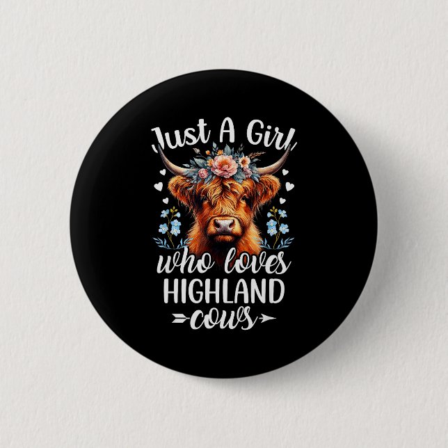 Just A Girl Who Loves Highland Cows Scottish Highl Knapp (Framsida)