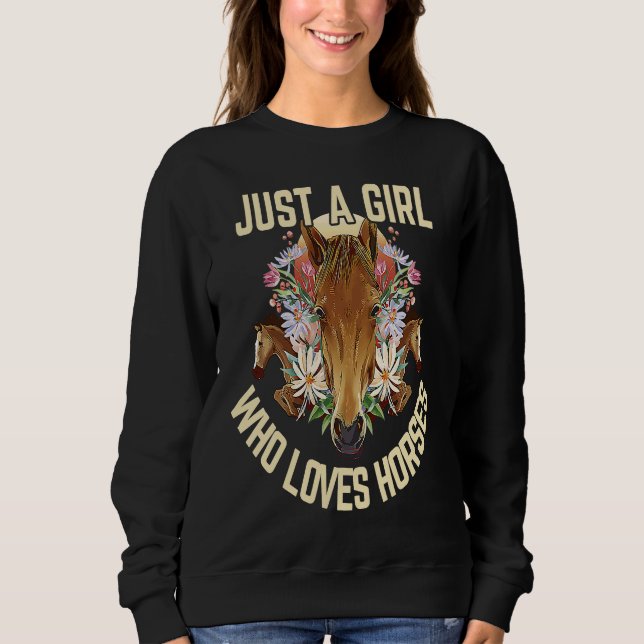 Just a girl who loves horses girls' equestrian spo t shirt (Framsida)