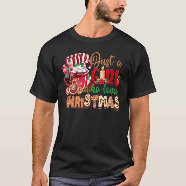 Just A Girl Who Loves Hot Cocoa  Christmas T Shirt (Framsida)