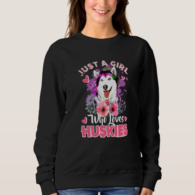 Just A Girl Who Loves Huskies Dog  Women Girls Hus T Shirt (Framsida)