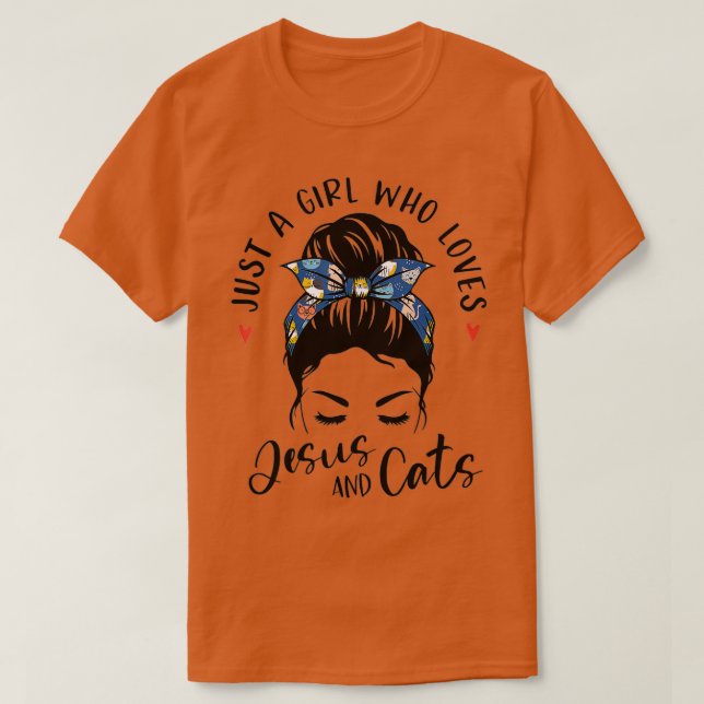 Just A Girl Who Loves Jesus And Cats Christian Gif T Shirt (Design framsida)