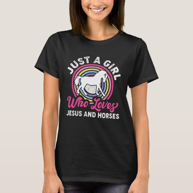 Just A Girl Who Loves Jesus And Horses  Girls Wome T Shirt (Framsida)