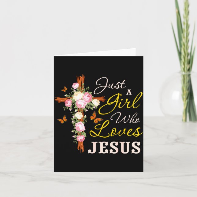 Just A Girl Who Loves Jesus Christian Faith Christ Kort (Framsida)