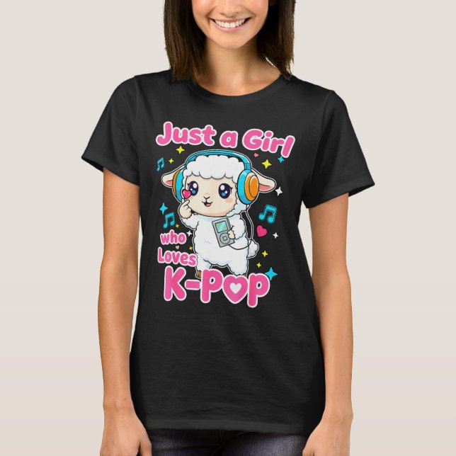 Just A Girl Who Loves K-p Cute Sheep  T Shirt (Framsida)
