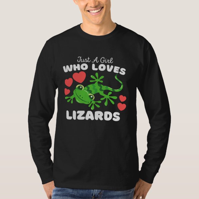 Just A Girl Who Loves Lizards  Cute Girls Lizard T Shirt (Framsida)