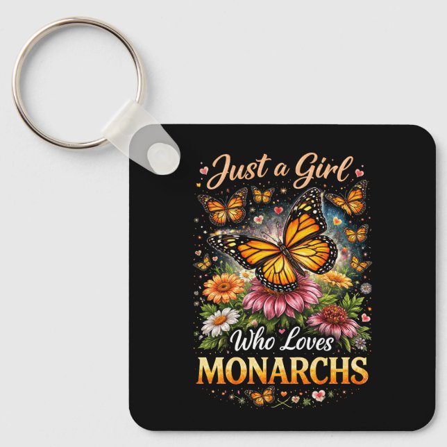 Just a Girl Who Loves Monarchs Nyckelring (Framsida)