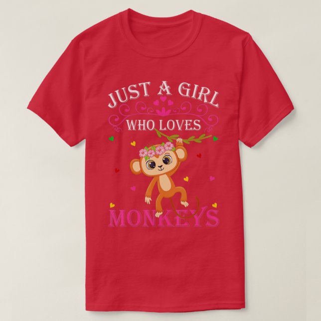Just A Girl Who Loves Monkeys Cute Monkey Lover Ki T Shirt (Design framsida)
