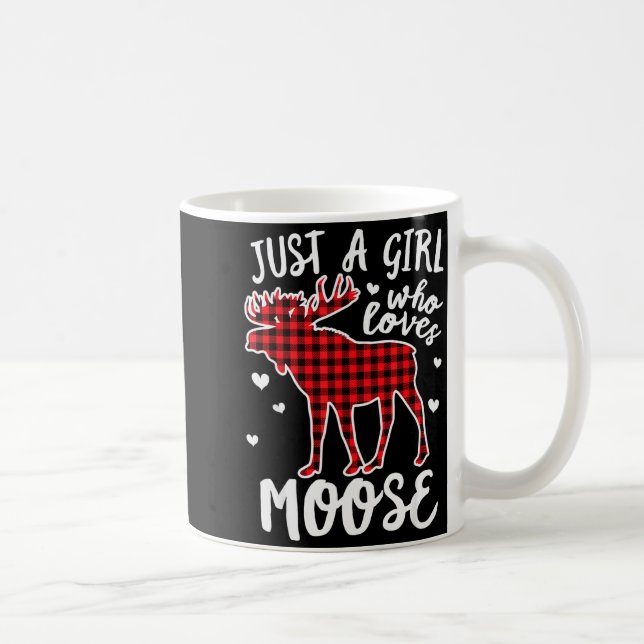 Just A Girl Who Loves Moose Buffalo Plaid Christma Kaffemugg (Höger)