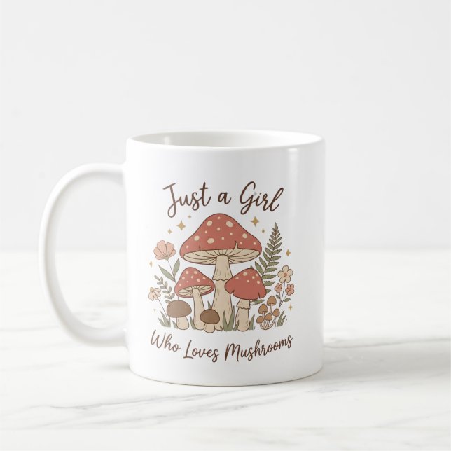  Just a Girl Who Loves Mushrooms Mug  Kaffemugg (Vänster)