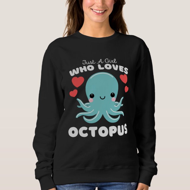 Just A Girl Who Loves Octopus  Cute Girls Octopus T Shirt (Framsida)