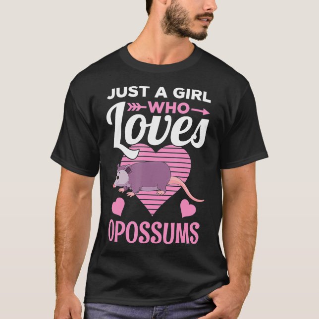Just a Girl Who Loves Opossums Cute Opossum Gift T Shirt (Framsida)