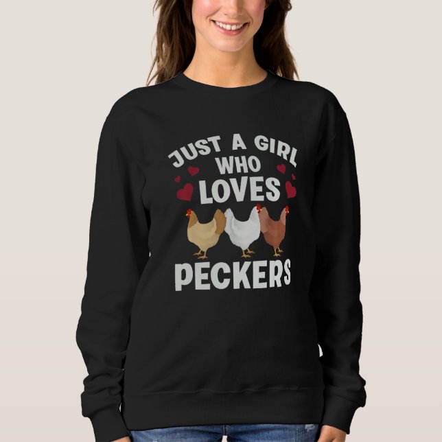 Just A Girl Who Loves Peckers Funny Chicken Farmer T Shirt (Framsida)