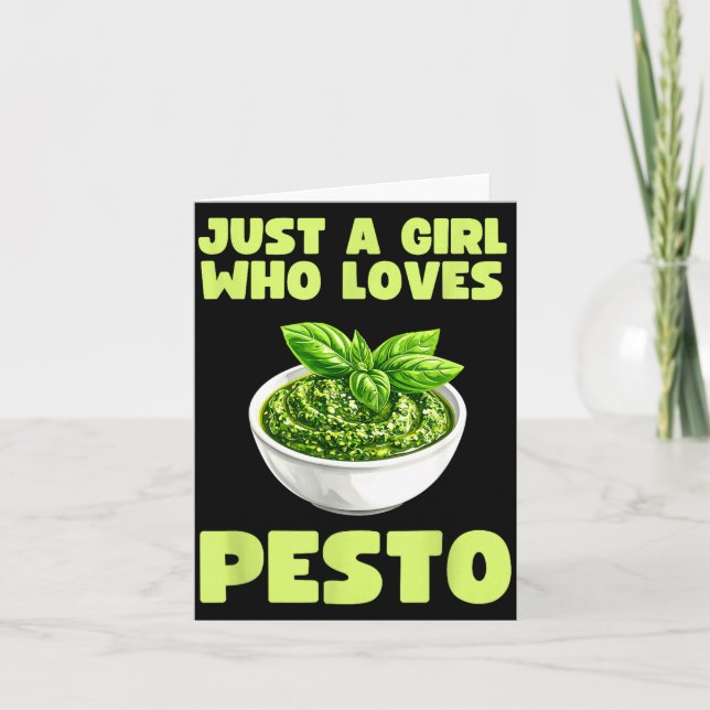 Just A Girl Who Loves Pesto Basil Pasta Italian Ad Kort (Framsida)