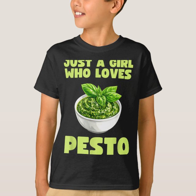 Just A Girl Who Loves Pesto Basil Pasta Italian Ad T Shirt (Framsida)