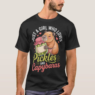 Just A Girl Who Loves Pickles And Capybaras Funny  T Shirt