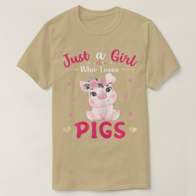 Just A Girl Who Loves PigsCute Pigs Lover Girls Ki T Shirt (Design framsida)