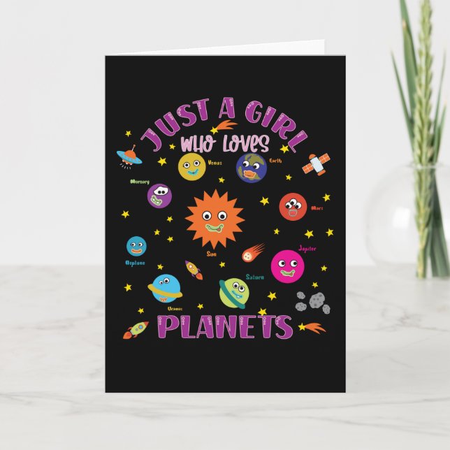Just A Girl Who Loves Planets Solar System Kort (Framsida)