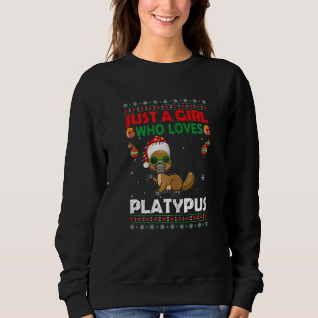 Just A Girl Who Loves Platypus Matching Christmas  T Shirt (Framsida)