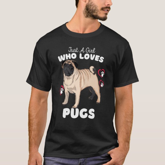 Just A Girl Who Loves Pugs Cute Pug Kids & Toddler T Shirt (Framsida)