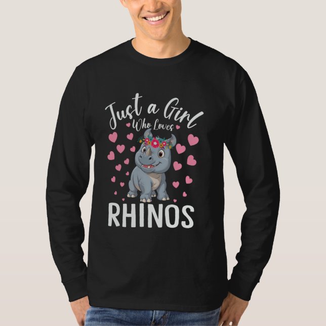 Just A Girl Who Loves Rhinos Women And Girls Rhino T Shirt (Framsida)