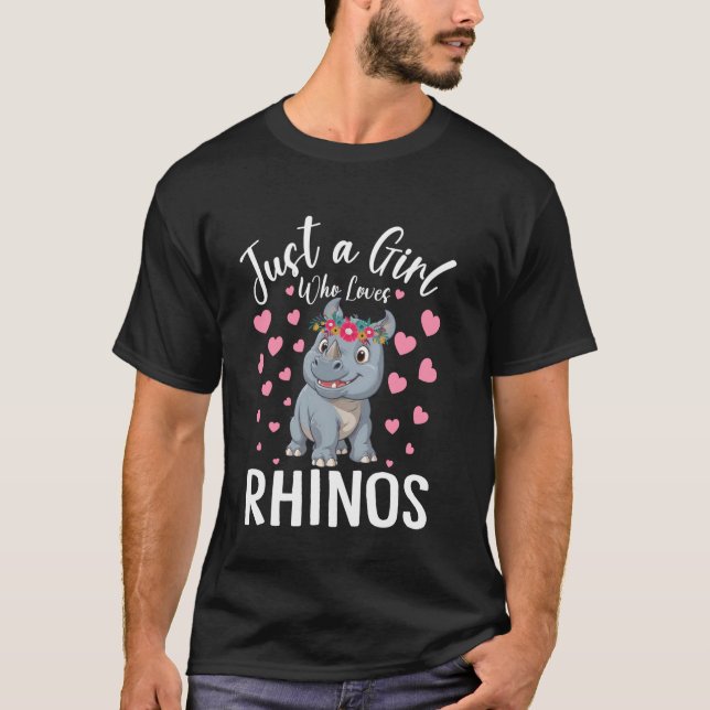 Just A Girl Who Loves Rhinos Women And Girls Rhino T Shirt (Framsida)