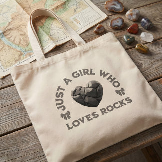 Just a Girl Who Loves Rocks Geology Heart Jumbo Tygkasse