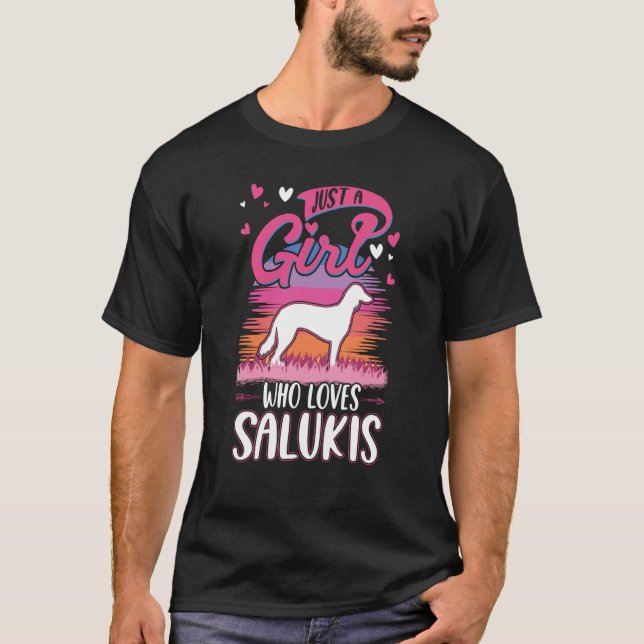Just a girl who loves Salukis Persian Greyhound Sa T Shirt (Framsida)