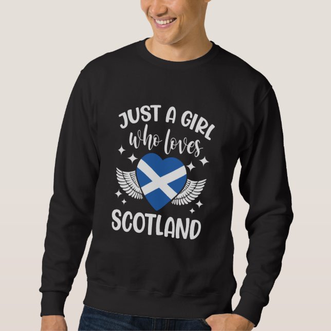 Just A Girl Who Loves Scotland Scottish Lång Ärmad Tröja (Framsida)