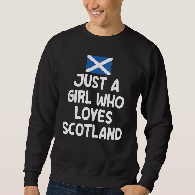 Just A Girl Who Loves Scotland Uk Scottish Women Lång Ärmad Tröja (Framsida)