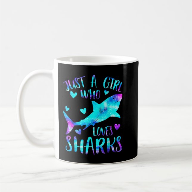 Just a Girl Who Loves Sharks Galaxy Shark Lover Gi Kaffemugg (Vänster)