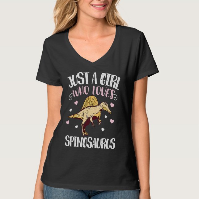 Just A Girl Who Loves Spinosaurus u2013 Funny Dino T Shirt (Framsida)