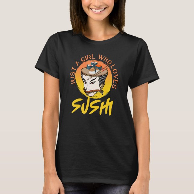 Just A Girl Who Loves Sushi Womens Cute Japanese F T Shirt (Framsida)