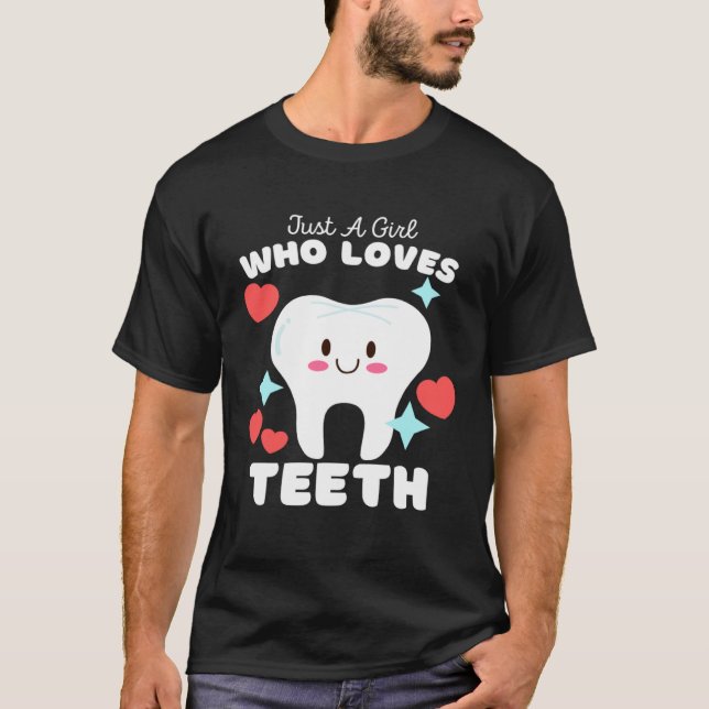 Just A Girl Who Loves Teeth  Cute Girls Teeth T Shirt (Framsida)