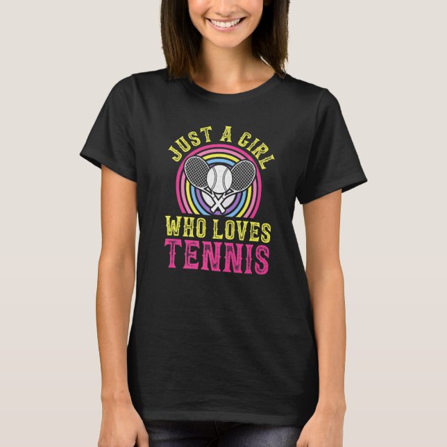 Just A Girl Who Loves Tennis Premium T Shirt (Framsida)