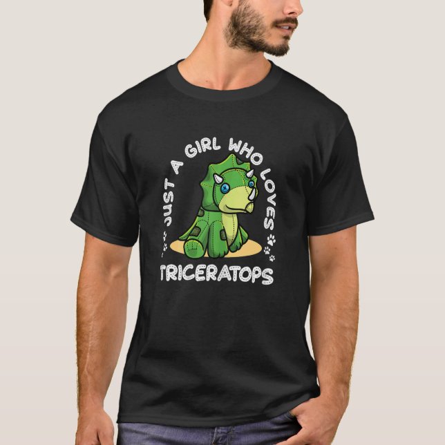 Just A Girl Who Loves Triceratops Dinosaur T Shirt (Framsida)