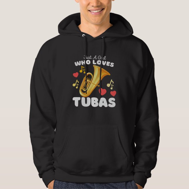 Just A Girl Who Loves Tubas  Cute Girls Tuba Hoodie (Framsida)