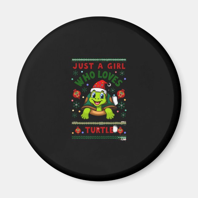 Just A Girl Who Loves Turtle Matching Christmas Pa Magnet (Framsidan)