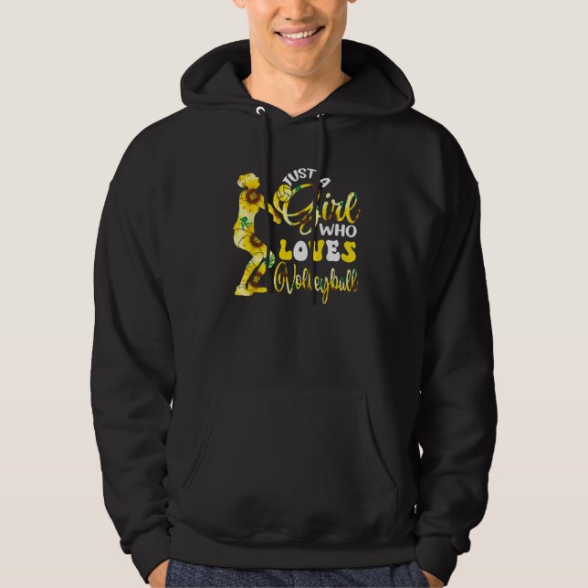Just A Girl Who Loves Volleyball  Sunflowers Playe Hoodie (Framsida)