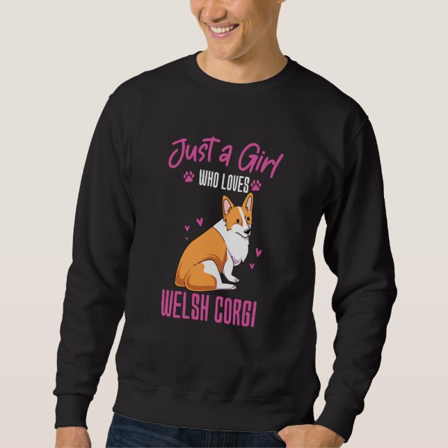Just A Girl Who Loves Welsh Corgi Lång Ärmad Tröja (Framsida)