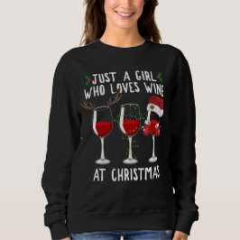 Just A Girl Who Loves Wine Glass At Christmas T Shirt