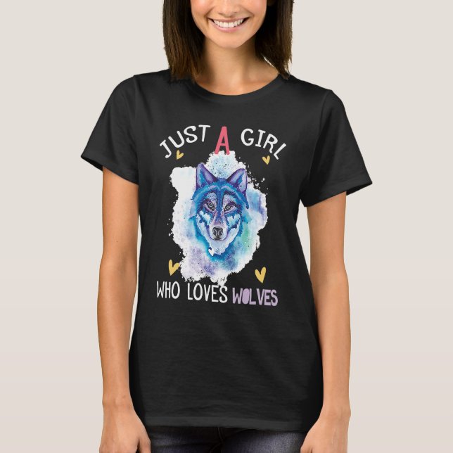 Just a Girl Who Loves Wolves wolf howling Cute Wol T Shirt (Framsida)
