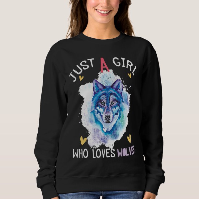 Just a Girl Who Loves Wolves wolf howling Cute Wol T Shirt (Framsida)