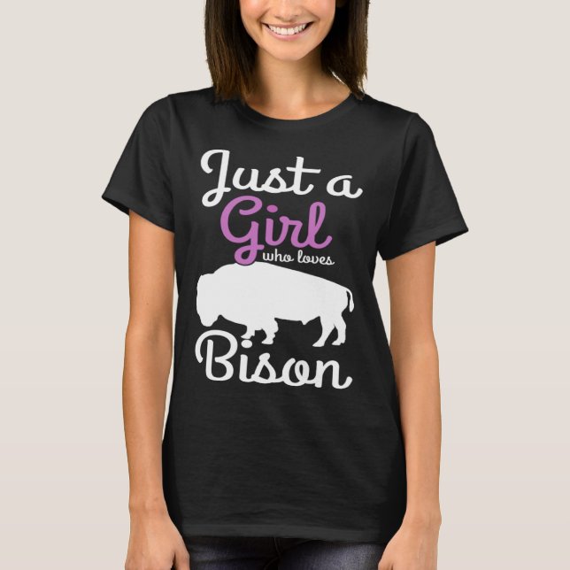 Just A Girl Whos Loves Bison American Buffalo Nati T Shirt (Framsida)