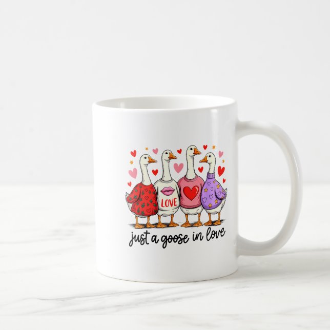 Just A Goose In Love Cute Valentine Coquette Bow G Kaffemugg (Höger)