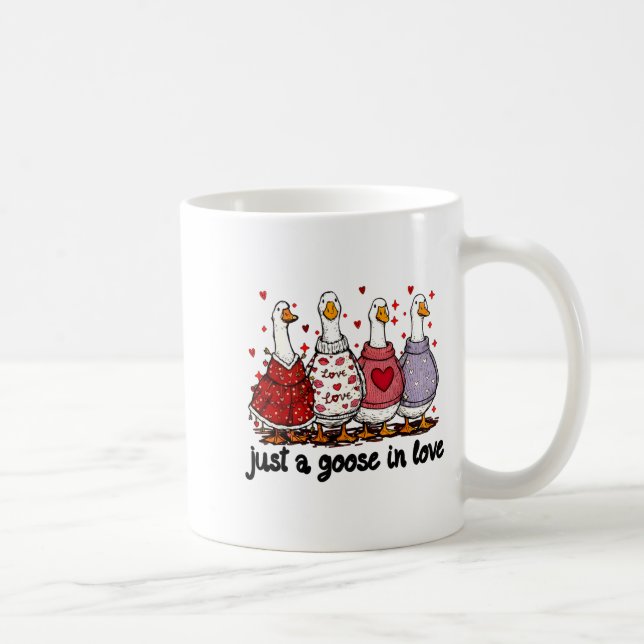 Just A Goose In Love Valentine Funny Goose Men Wom Kaffemugg (Höger)