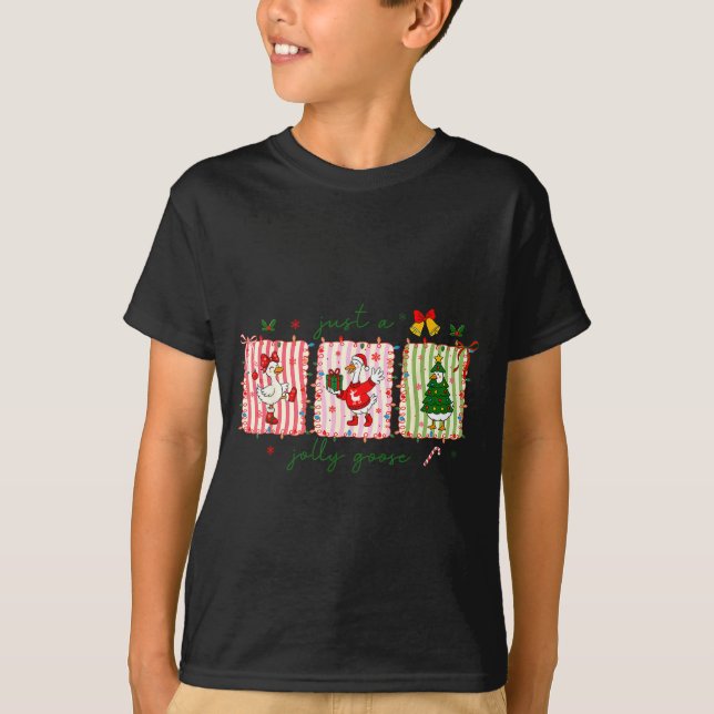 Just A Jolly Goose Christmas Lights Ne Bow Coquett T Shirt (Framsida)
