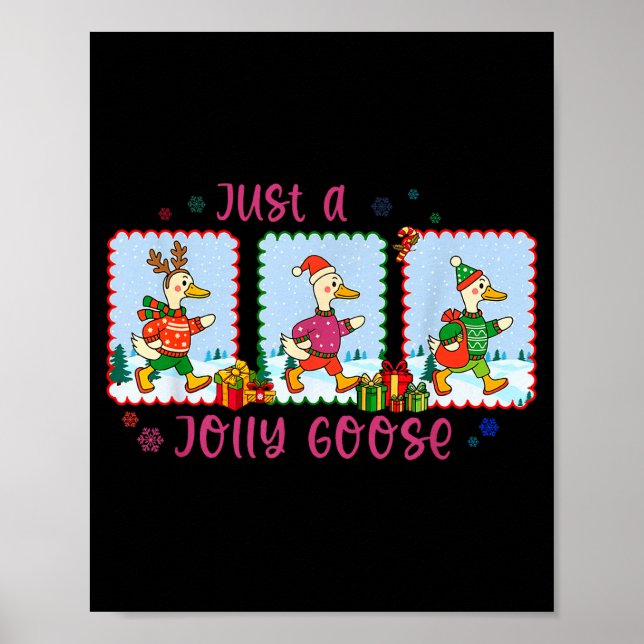 Just A Jolly Goose Christmas Santa Bow Xmas Light  Poster (Framsidan)