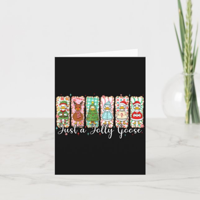 Just A Jolly Goose Funny Christmas Men Women Kids  Kort (Framsida)