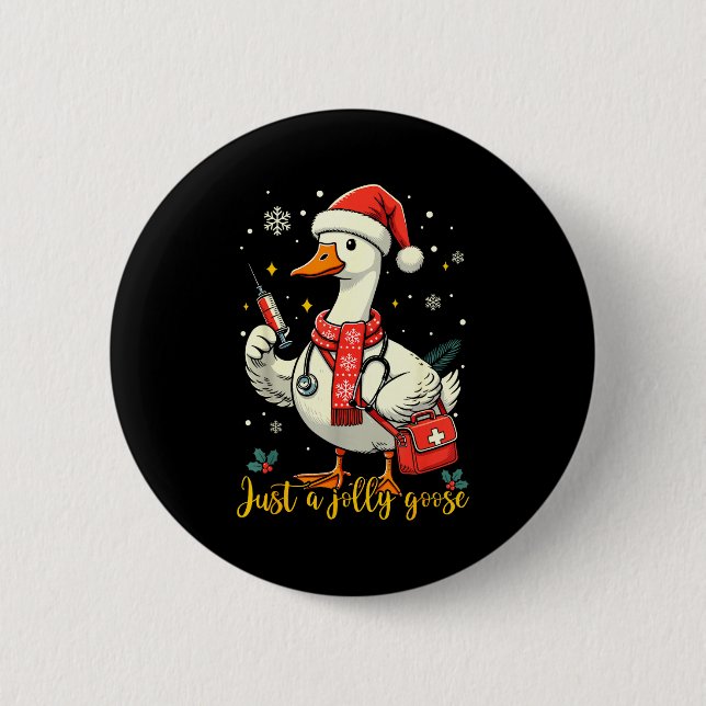 Just A Jolly Goose Nurse Christmas Funny Goose Nur Knapp (Framsida)