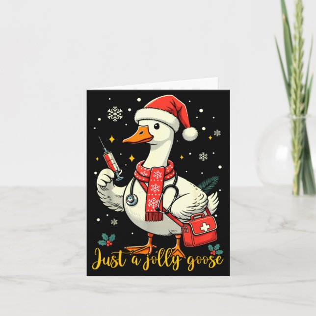 Just A Jolly Goose Nurse Christmas Funny Goose Nur Kort (Framsida)
